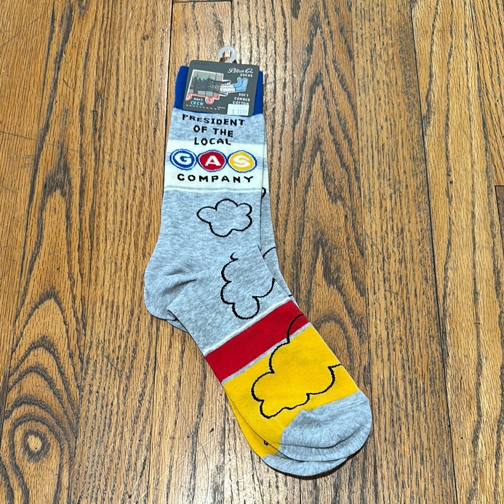 Blue Q statement socks ‘President of the Local Gas Company’